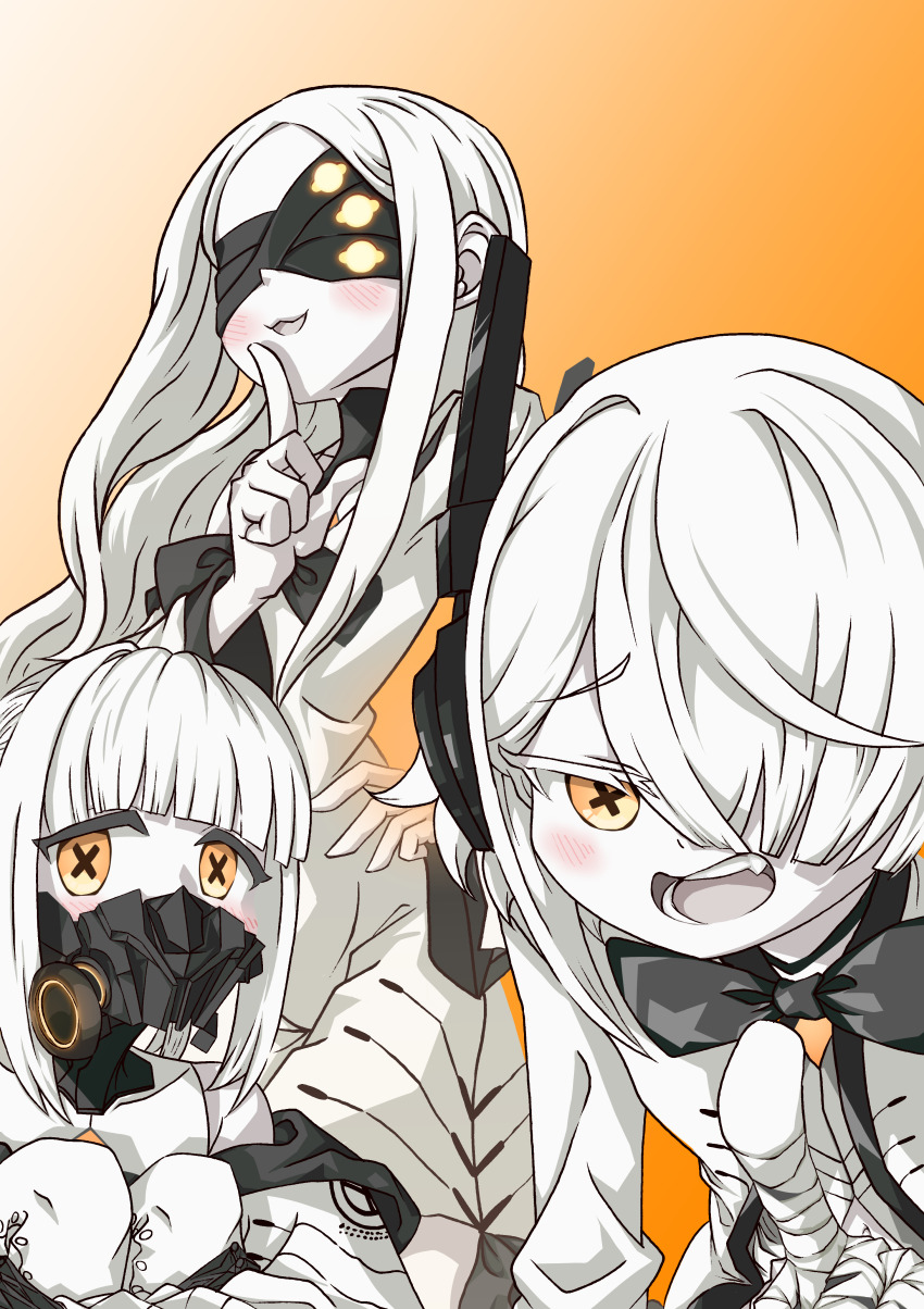 3girls, absurdres, aghanseonmul, ainchase_ishmael, blindfold, blue_archive, blunt_bangs, blush