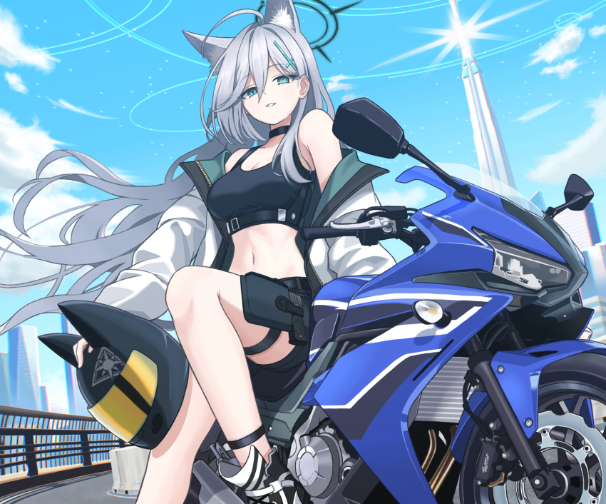 1girl, 4_m_lacra, :d, alternate_costume, animal_ear_fluff, animal_ears, arm_support, armpits