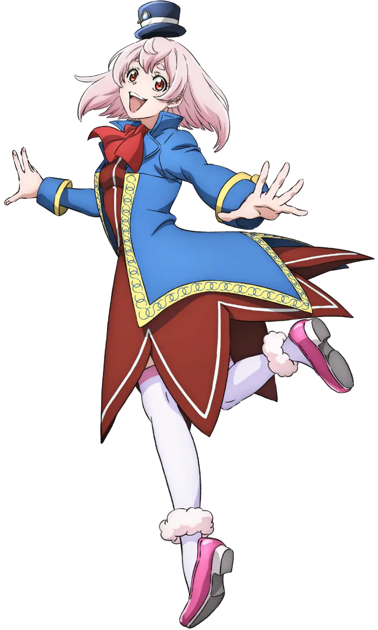 1girl, blue_jacket, dress, emul, hat, highres, jacket, long_hair, looking_at_viewer, open_mouth, pink_hair, rabbit, rabbit_tail, red_dress, red_eyes, shangri-la_frontier, smile, thighhighs, transparent_background