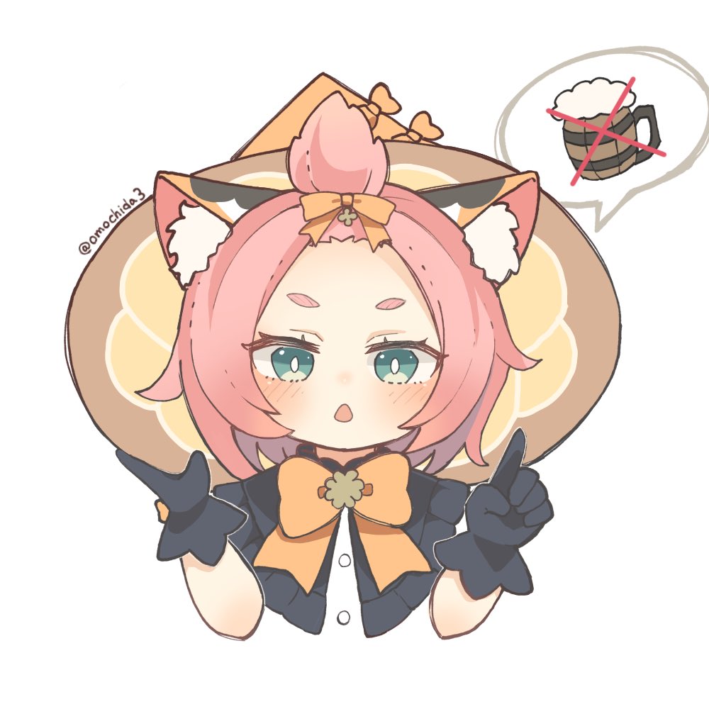 1girl, :o, alcohol, alternate_costume, artist_name, bangs_pinned_back, beer_mug, black_gloves