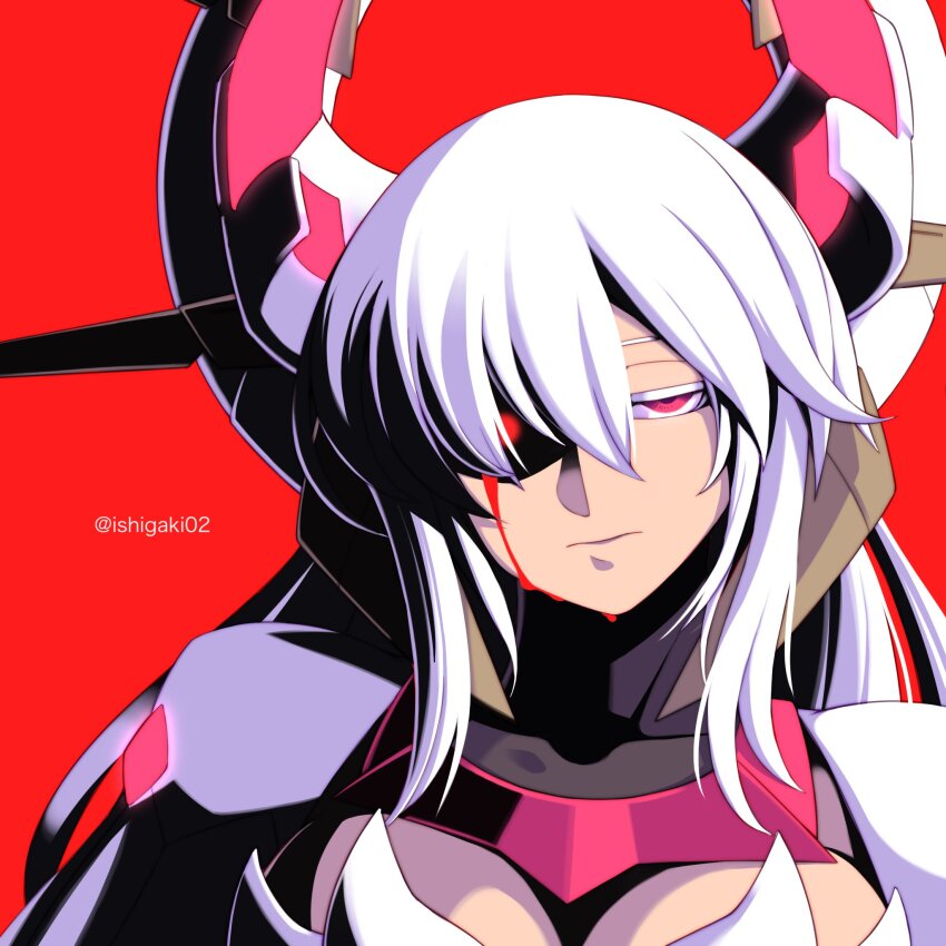 1girl, azure_striker_gunvolt, blood, breasts, cleavage, glowing, glowing_eye, gunvolt_chronicles_luminous_avenger_ix