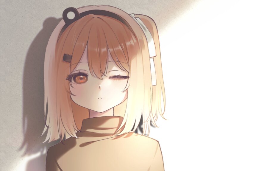 1girl, a.i._voice, adachi_rei, black_shirt, blush, commentary, expressionless, hair_ornament