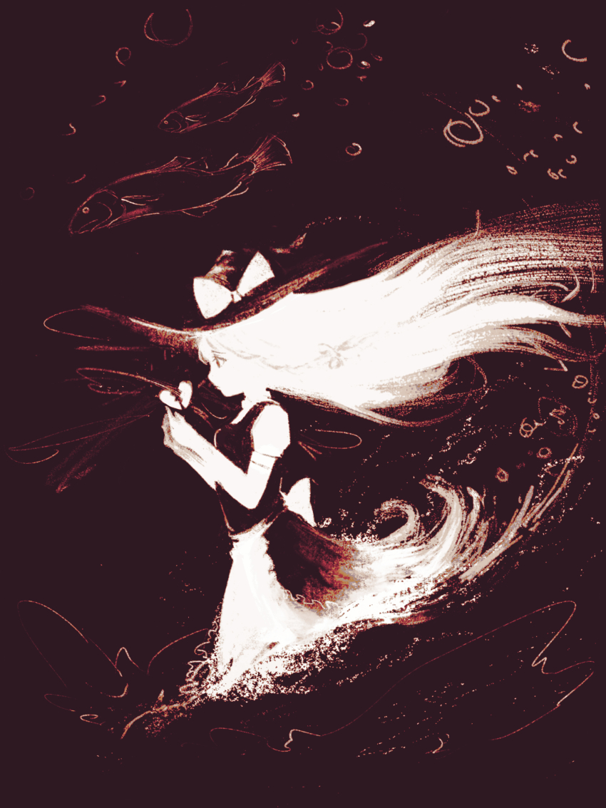 1girl, absurdres, apron, bow, broken_heart, brown_theme, bubble, commentary_request