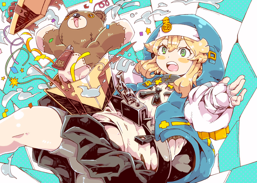 1boy, absurdres, anba_saa, androgyne_symbol, bike_shorts, bike_shorts_under_skirt, black_gloves, blonde_hair