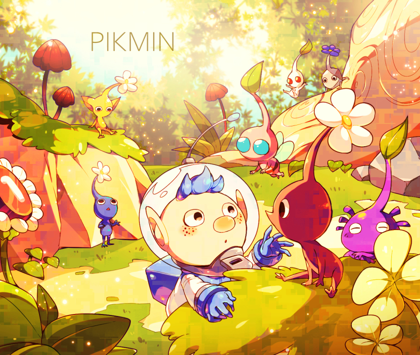 1boy, :o, ^_^, alph_(pikmin), backpack, bag, black_eyes, blue_bag