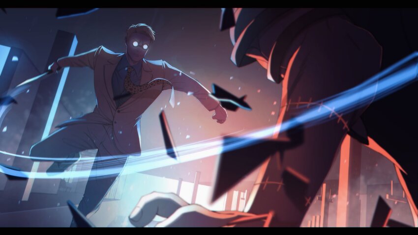 2boys, animal_print, blonde_hair, collared_shirt, foot_out_of_frame, goggles, grey_pants, highres