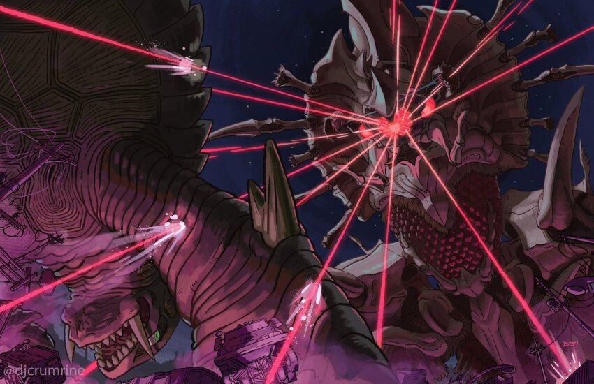 alien, amputee, broken_horn, bug, car, claws, daiei_film, debris