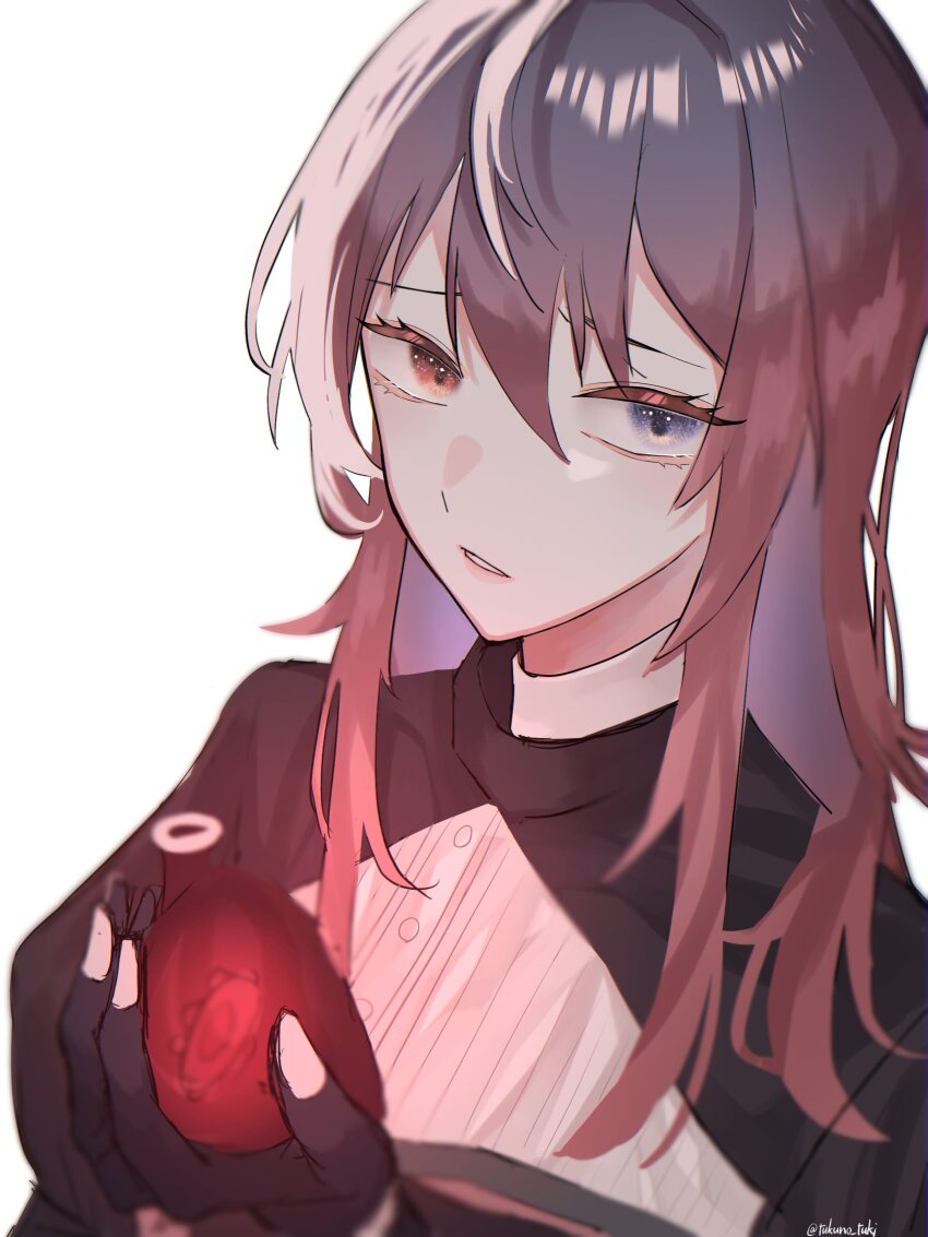 1girl, absurdres, ado_(utaite), black_gloves, blue_eyes, cloud_nine_inc, commentary, domestic_de_violence