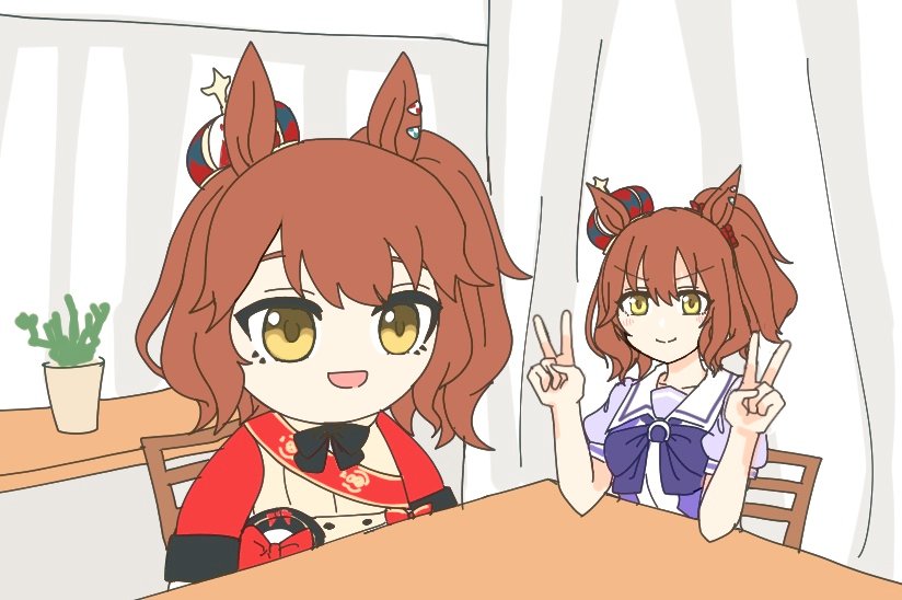 1girl, animal_ears, aston_machan_(flare)_(umamusume), aston_machan_(umamusume), bow, bowtie, brown_hair, d_rows