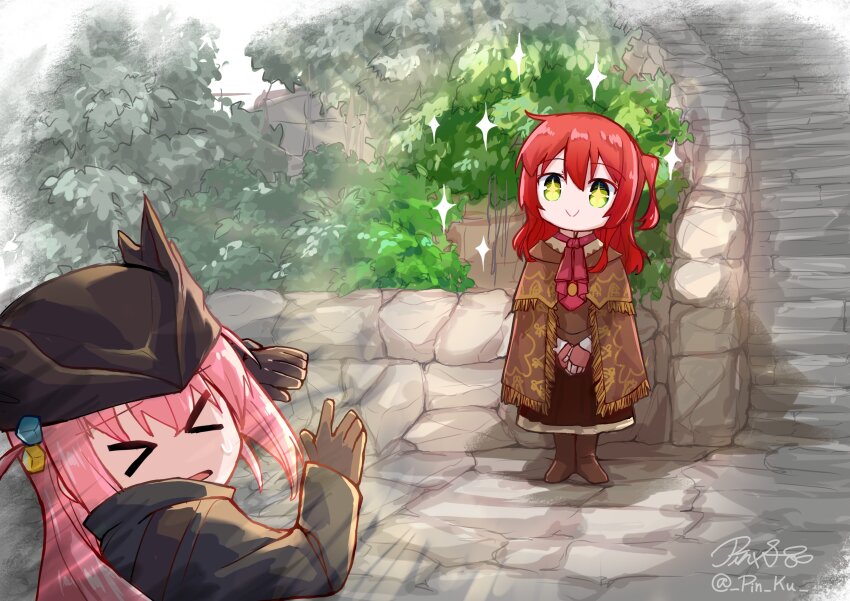 >_<, +_+, 2girls, :>, absurdres, ascot, bloodborne, bocchi_the_rock!