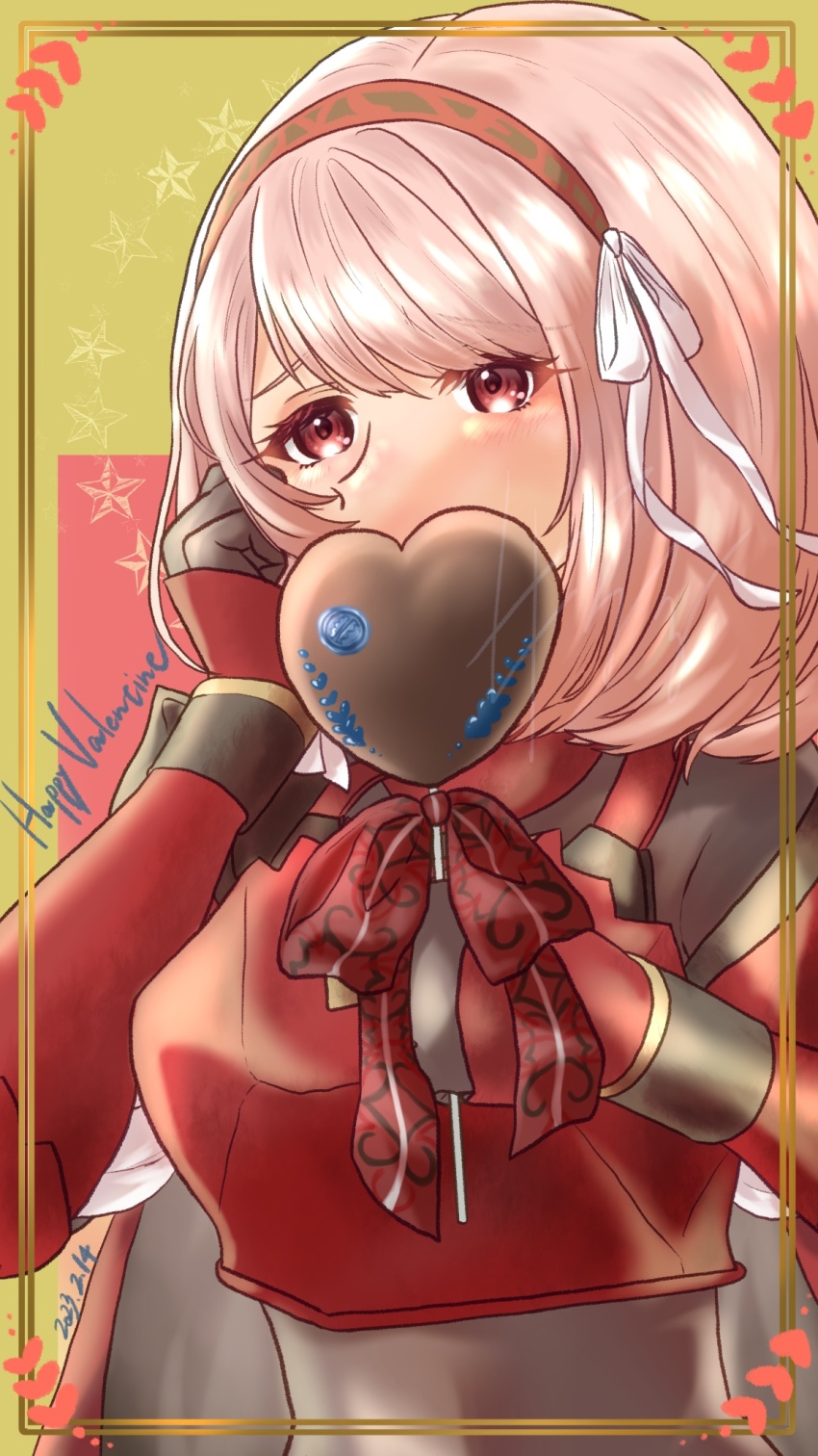 1girl, armor, breastplate, cape, chocolate, fire_emblem, fire_emblem_engage, food