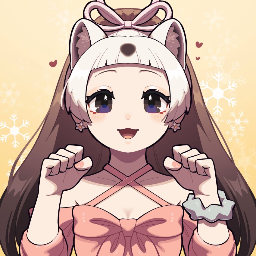 1girl, an-chan_(ananna0315), animal_ears, bare_shoulders, blue_eyes, brown_hair, dress, extra_ears