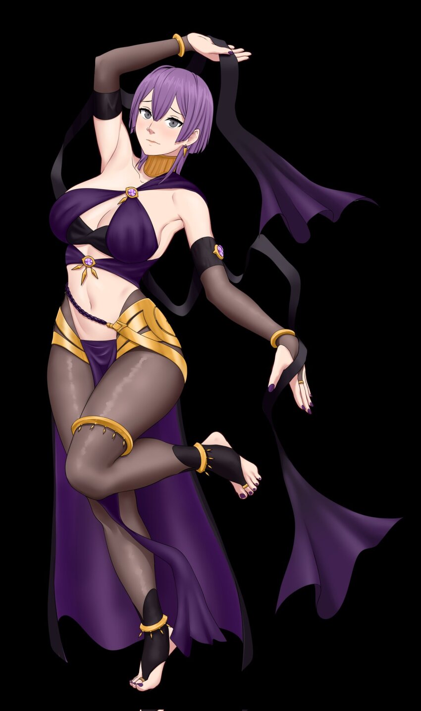 1girl, alternate_costume, anklet, armlet, bernadetta_von_varley, bernadetta_von_varley_(timeskip), black_background, black_pantyhose