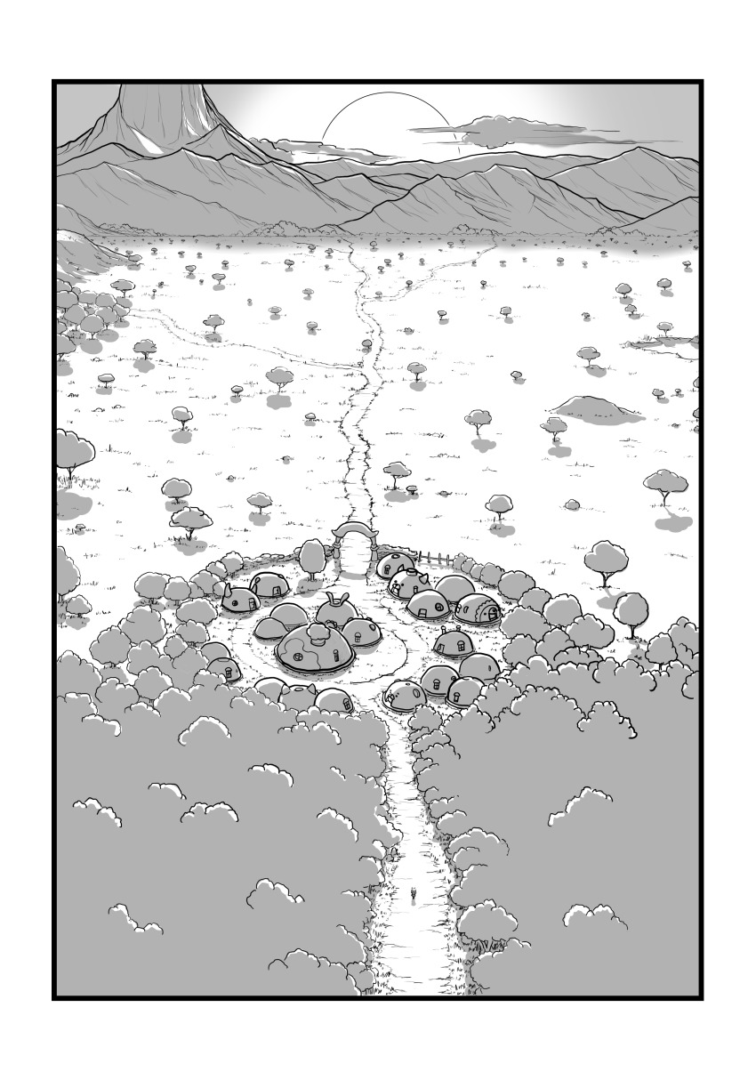 absurdres, aomushi_taro, building, butte, dog_(mixed_breed)_(kemono_friends), evening, highres, house