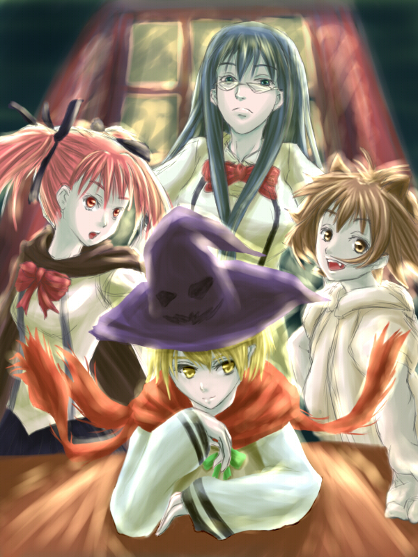 arnoul, arnoul_(ichiban_ushiro_no_daimaou), blonde_hair, blue_eyes, blue_hair, brown_eyes, brown_hair, cape