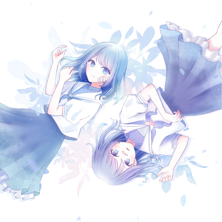 2girls, absurdres, ado_(utaite), akuru-chan_(ado), bandaid, bandaid_on_face, bandaid_on_nose, blue_eyes