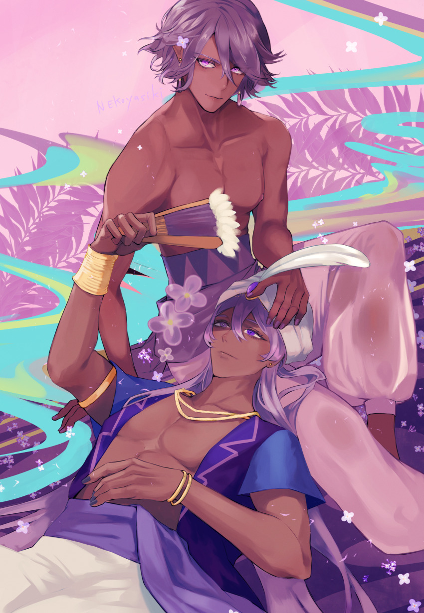 2boys, absurdres, arabian_clothes, bracelet, cookie_run, cookie_run:_ovenbreak, dark-skinned_male, dark_skin