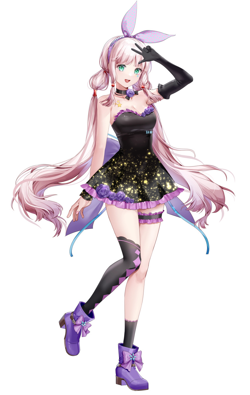 1girl, :d, absurdres, ankle_boots, argyle_clothes, argyle_socks, arm_up, asymmetrical_legwear