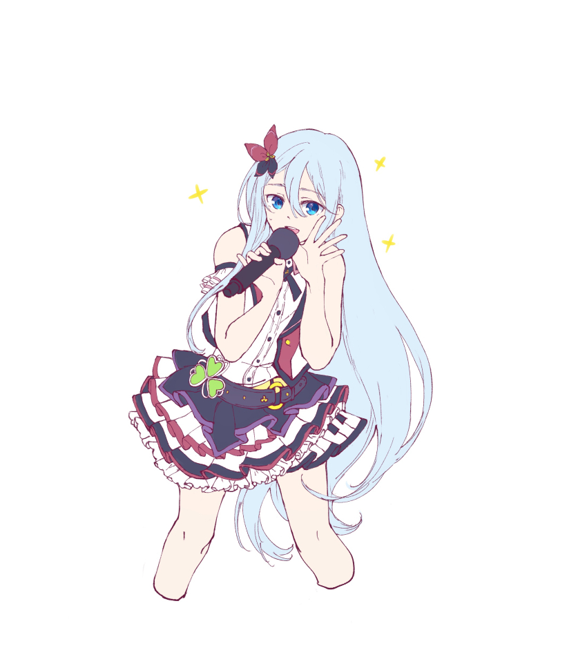 1girl, absurdres, belt, black_belt, blue_eyes, blue_hair, commentary, cropped_legs