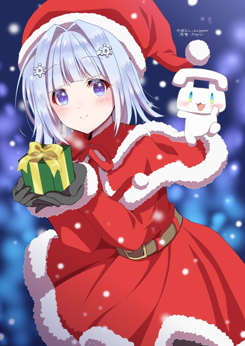 1girl, absurdres, belt, brown_belt, christmas, highres, santa_costume, sapporo-tan