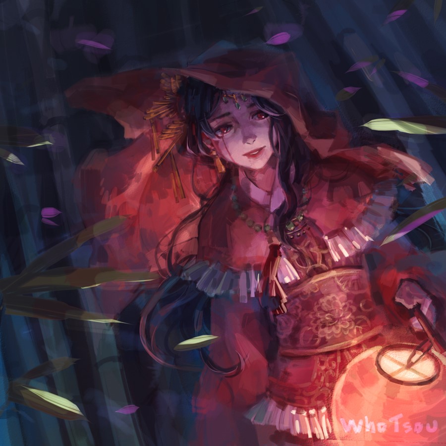 1girl, artist_name, bamboo, bamboo_forest, black_hair, blood, blood_from_mouth, bloody_tears