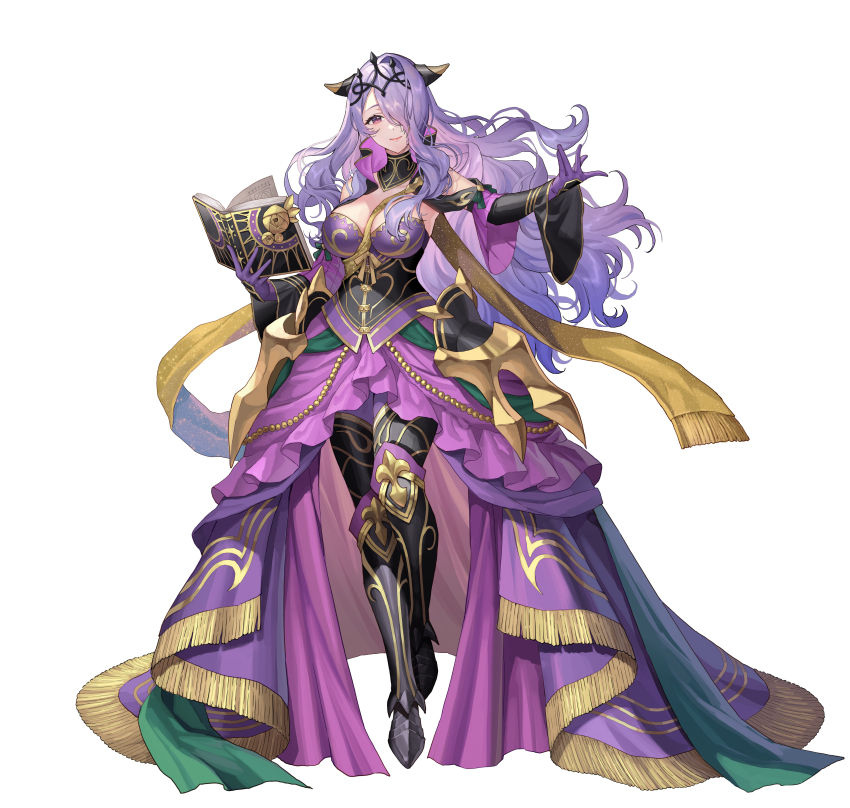 1girl, absurdres, armor, book, breasts, camilla_(alluring_darkness)_(fire_emblem), camilla_(fire_emblem), commentary_request