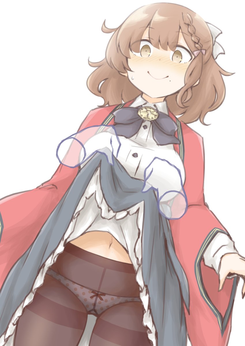 1girl, akara_kai, asahi_(kancolle), black_hakama, blush, braid, breasts, brown_hair