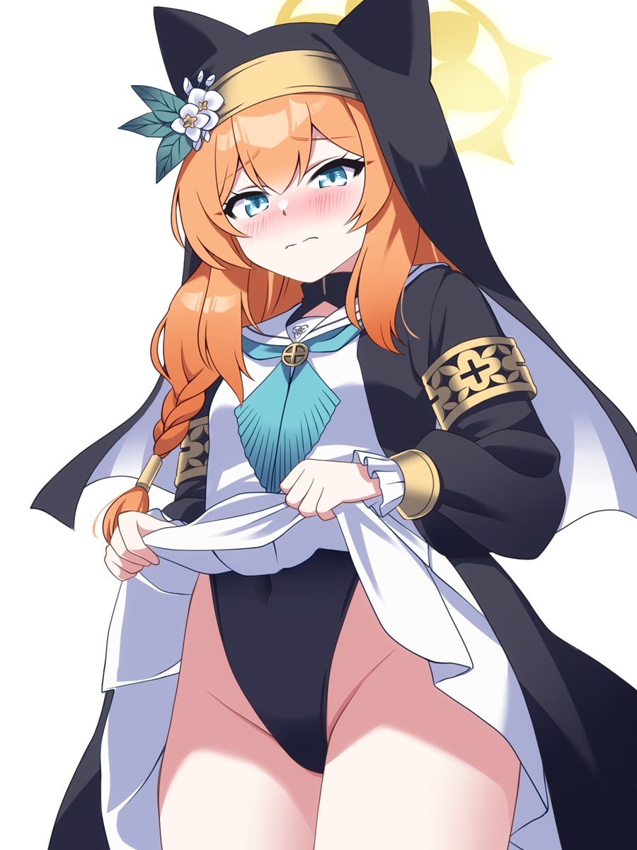 1girl, animal_ear_fluff, animal_ear_headwear, animal_ears, blue_archive, blue_eyes, blush, braid