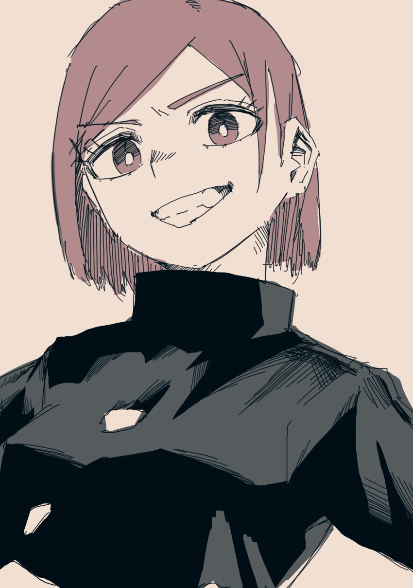 1girl, absurdres, black_jacket, blast-7, breasts, brown_eyes, brown_hair, commentary_request