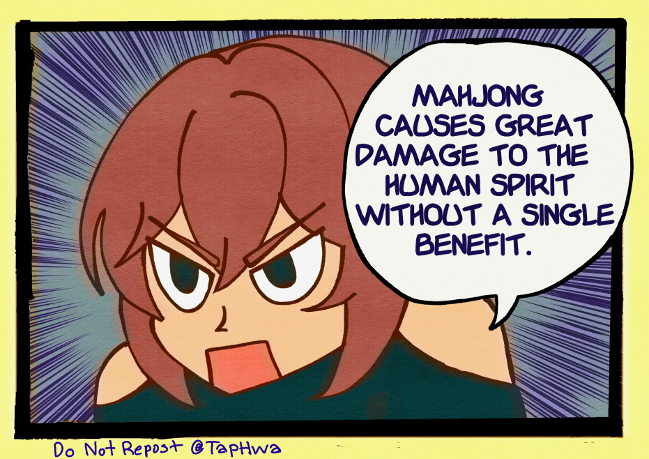 1girl, angry, atsuize_pen-chan, border, brown_hair, comic, commentary, english_commentary, english_text, green_eyes, hair_between_eyes, honkai:_star_rail, honkai_(series), open_mouth, parody, qingque_(honkai:_star_rail), segmented_comic, short_hair, solo, taphwa, truth, upper_body, v-shaped_eyebrows, yellow_border