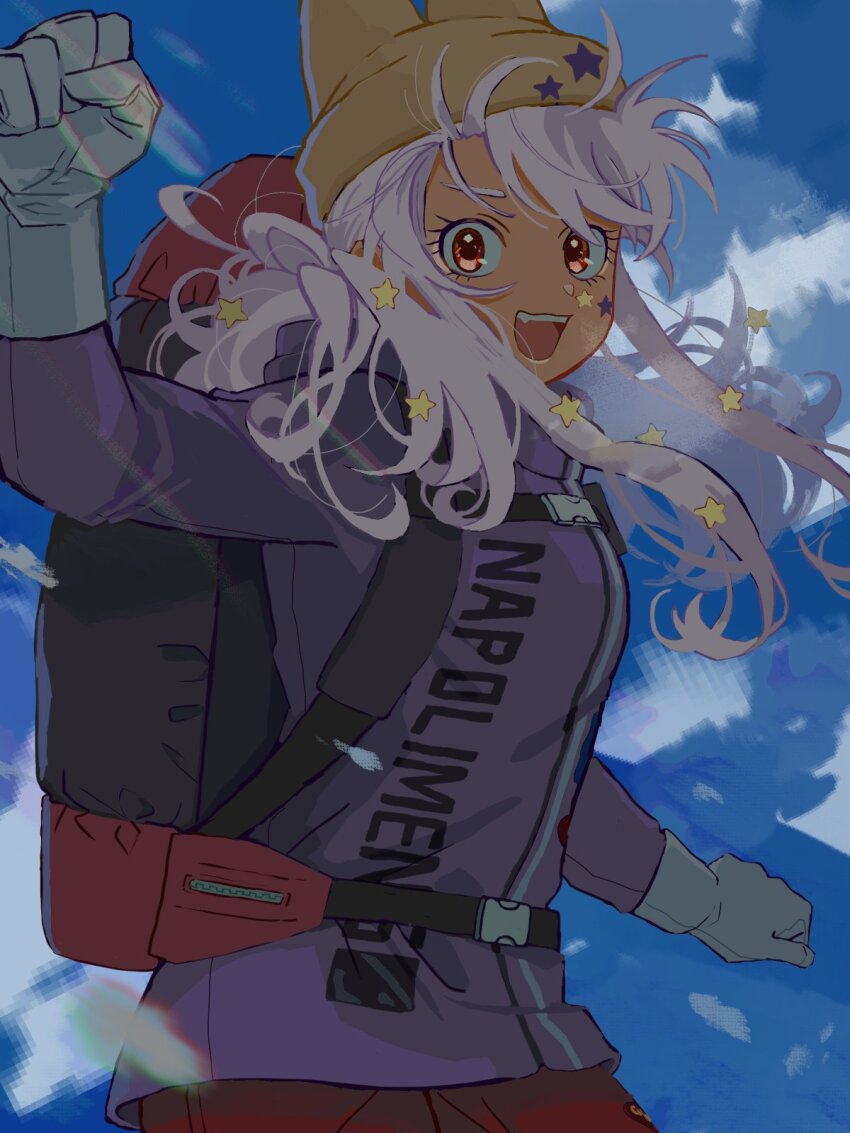 1girl, animal_ear_headwear, animal_ears, backpack, bag, beanie, buckle, call_of_cthulhu