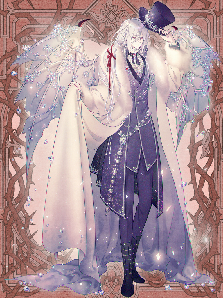 1boy, black_boots, black_hat, black_ribbon, black_vest, boots, braid, brooch