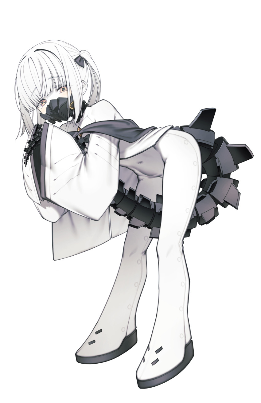 1girl, absurdres, black_mask, black_tail, blue_archive, blush, coat, ein_(blue_archive)