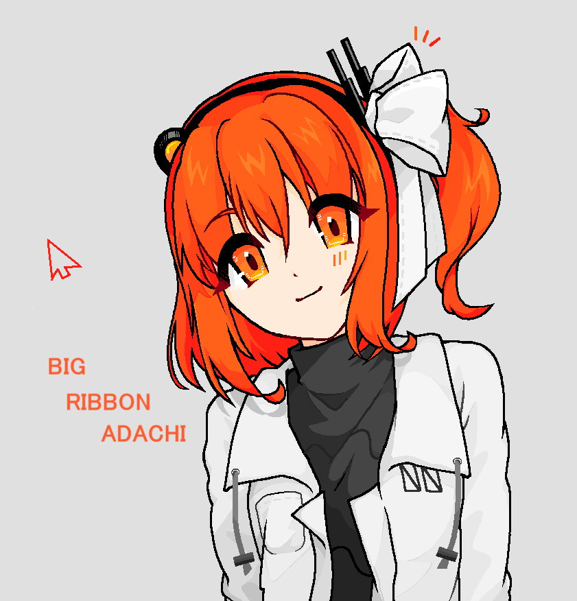 1girl, a.i._voice, adachi_rei, arms_at_sides, black_shirt, bow, character_name, closed_mouth