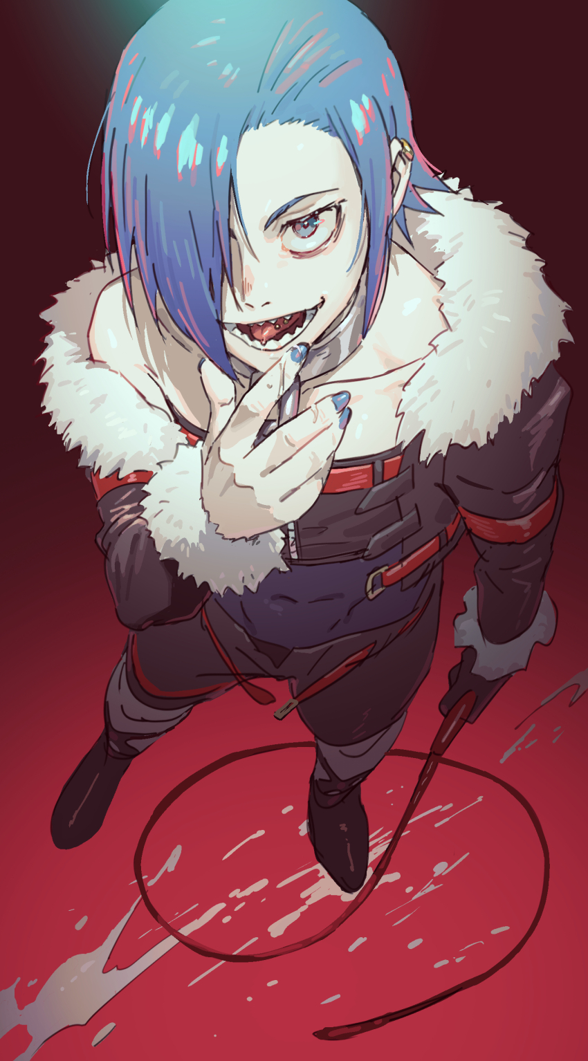 1boy, absurdres, blue_eyes, blue_nails, dark_hunter, dark_hunter_(sekaiju), dark_hunter_1, etrian_odyssey