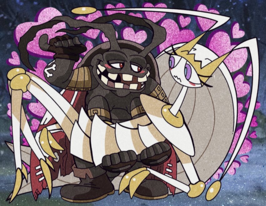 arthropod_girl, blush, couple, digimon, digimon_(creature), gen_7_pokemon, gokimon, heart