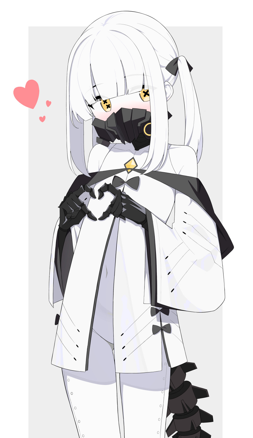 1girl, absurdres, black_mask, black_tail, blue_archive, coat, cowboy_shot, ein_(blue_archive)