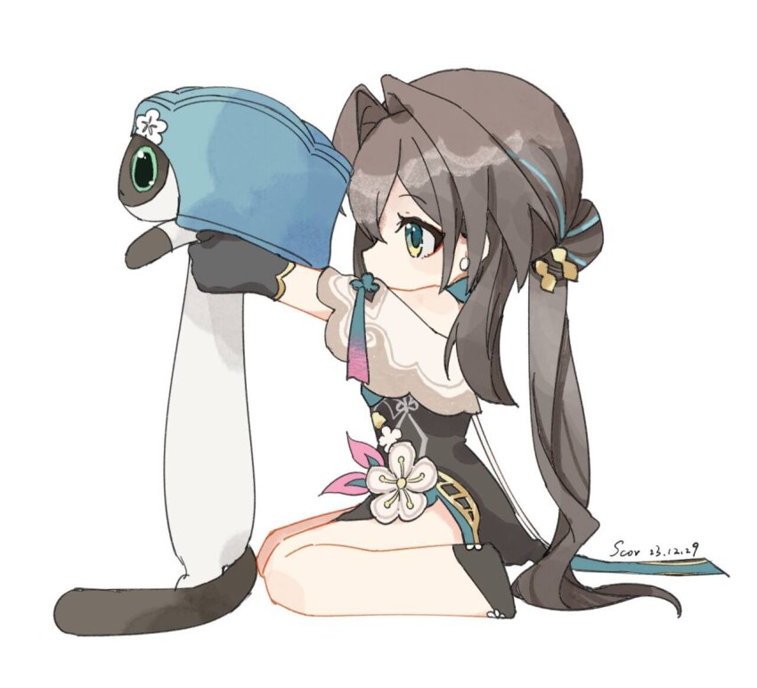 1girl, animal, animalization, bare_shoulders, black_footwear, black_hair, capelet, cat