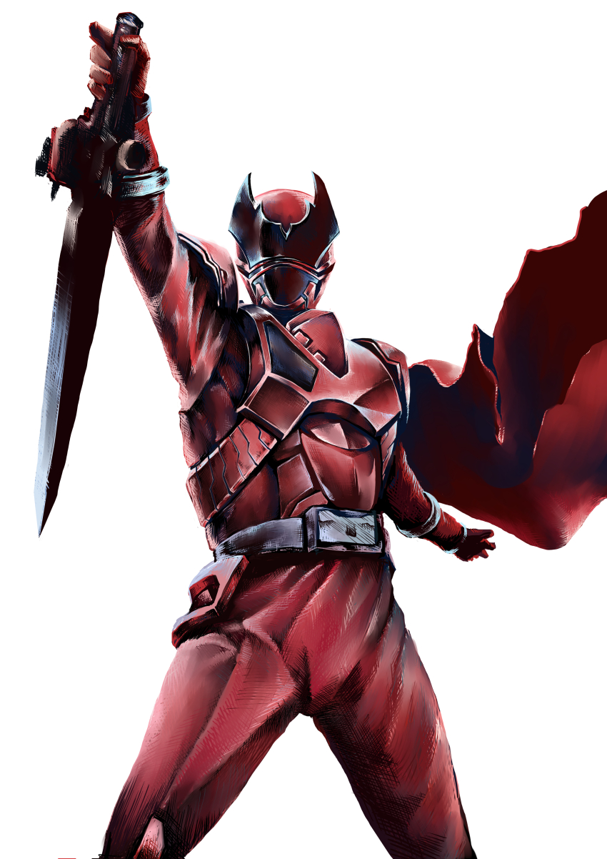 1boy, absurdres, armor, belt, bodysuit, cape, gira_(ohsama_sentai_king-ohger), gloves