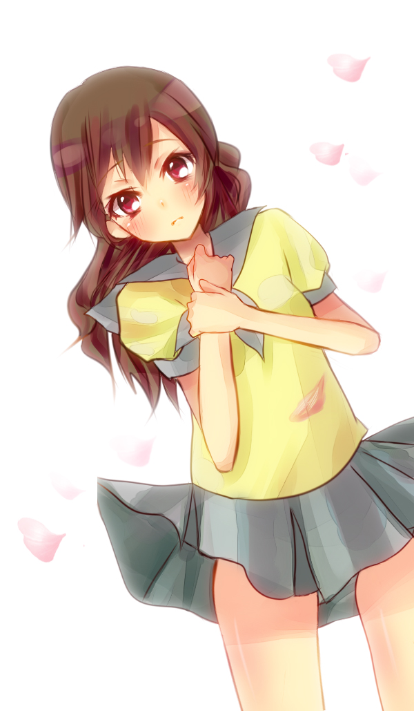 10s, 1girl, blush, brown_hair, female_focus, lass_(pokemon), lass_(pokemon_bw), long_hair, looking_at_viewer, nintendo, npc_trainer, pokemon, pokemon_black_and_white, school_uniform, skirt, solo, tomoeda_(ultimate_fools)