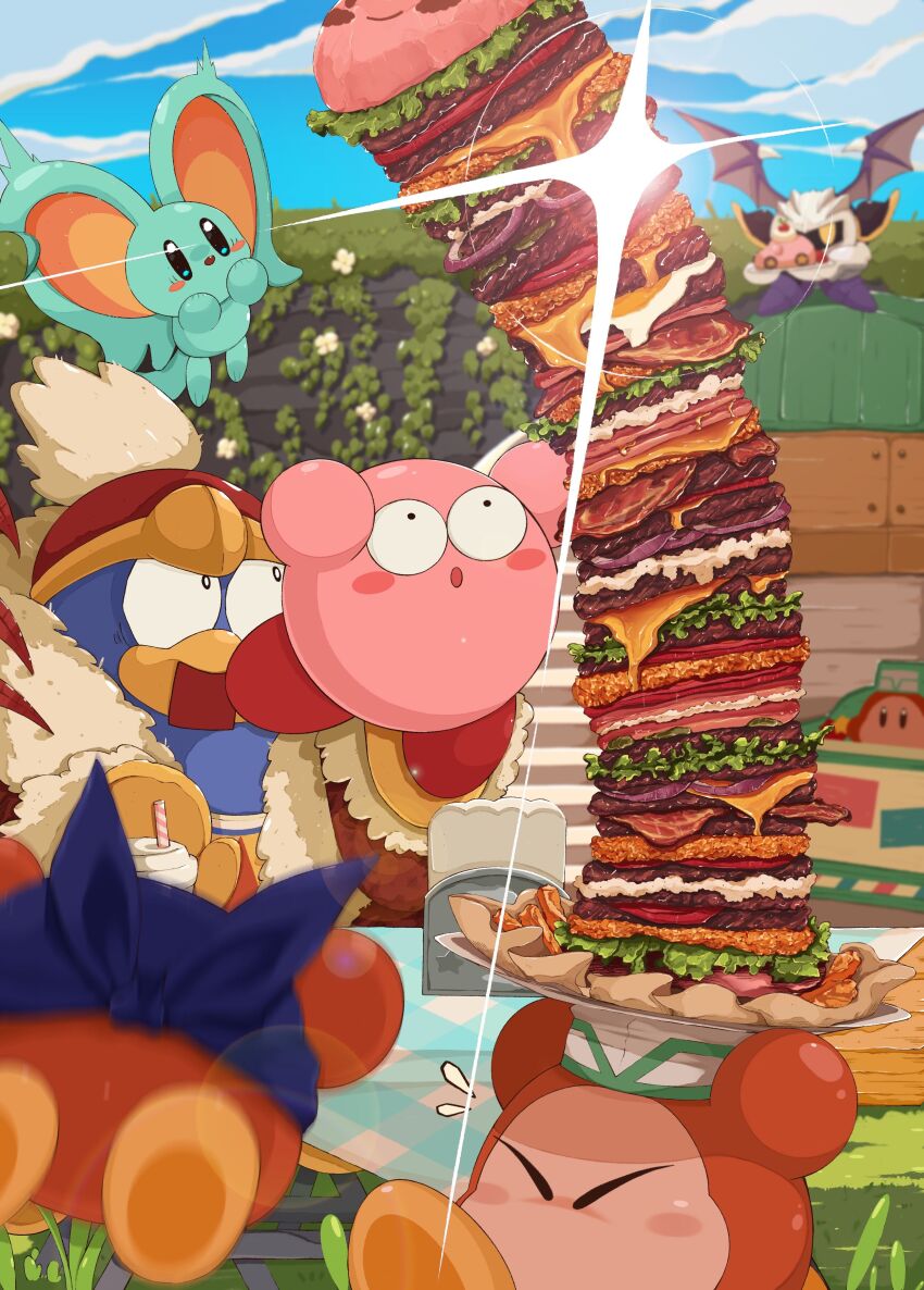 93mai, absurdres, animal_ears, armor, bandana, bandana_waddle_dee, bat_wings, blue_bandana