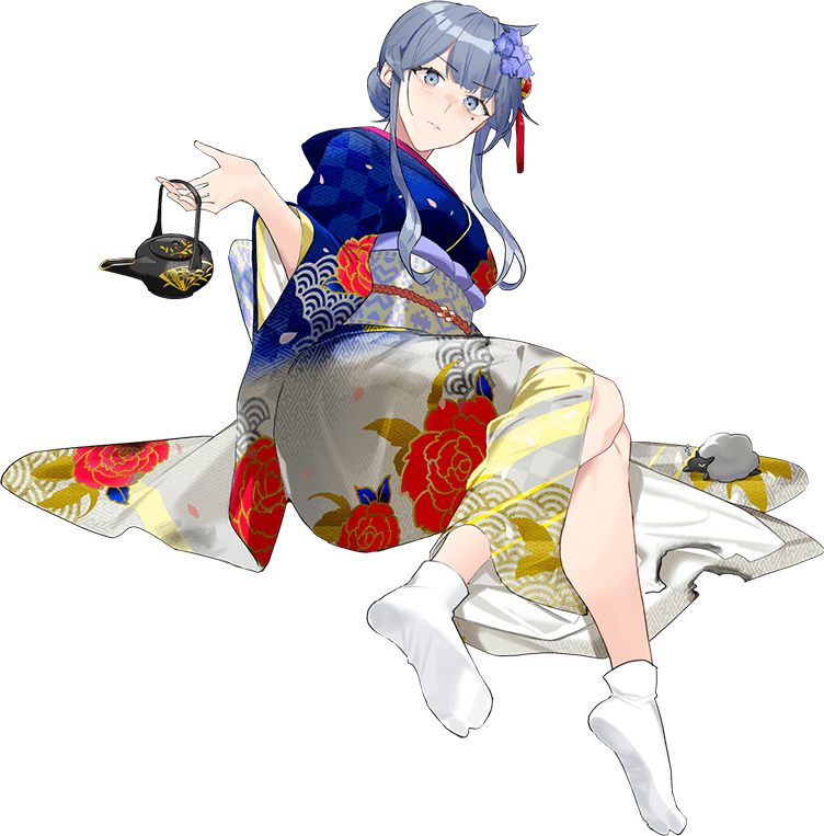 1girl, blue_eyes, blue_hair, blue_kimono, drew_(drew213g), floral_print, floral_print_kimono, flower