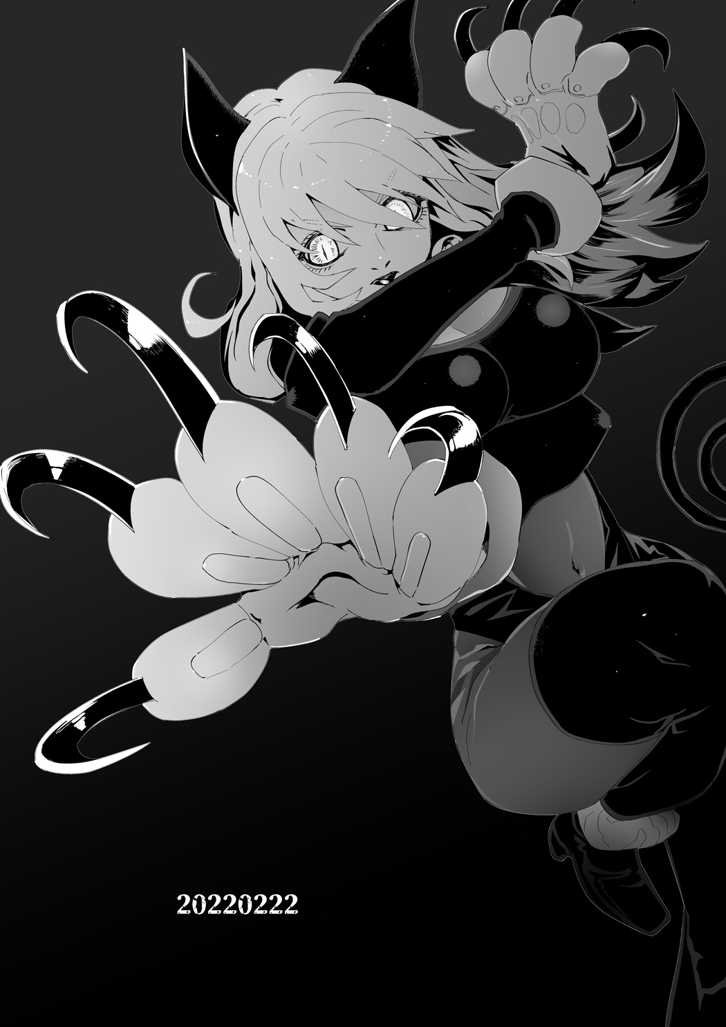 1girl, animal_ears, bodysuit, breasts, cat_ears, cat_girl, cat_tail, claws