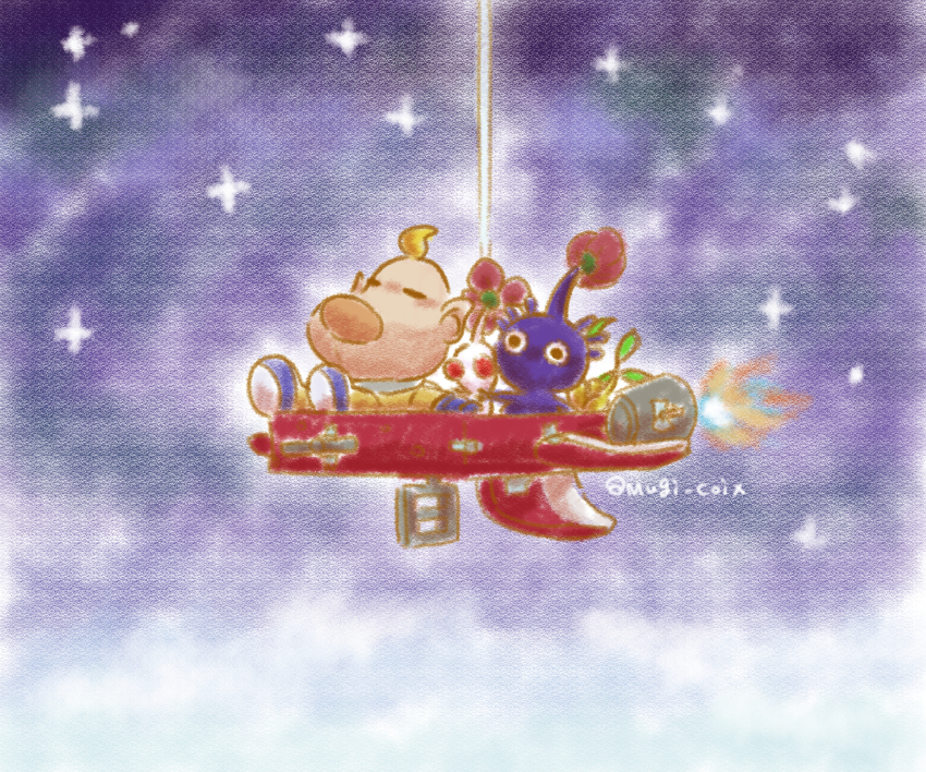 1boy, absurdres, large_nose, black_eyes, blonde_hair, blue_gloves, bud, carrot