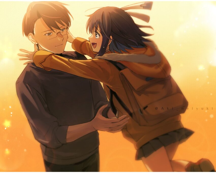 16bit_sensation, 1boy, 1girl, aki_(neyuki41028), akisato_konoha, artist_name, backpack, bag