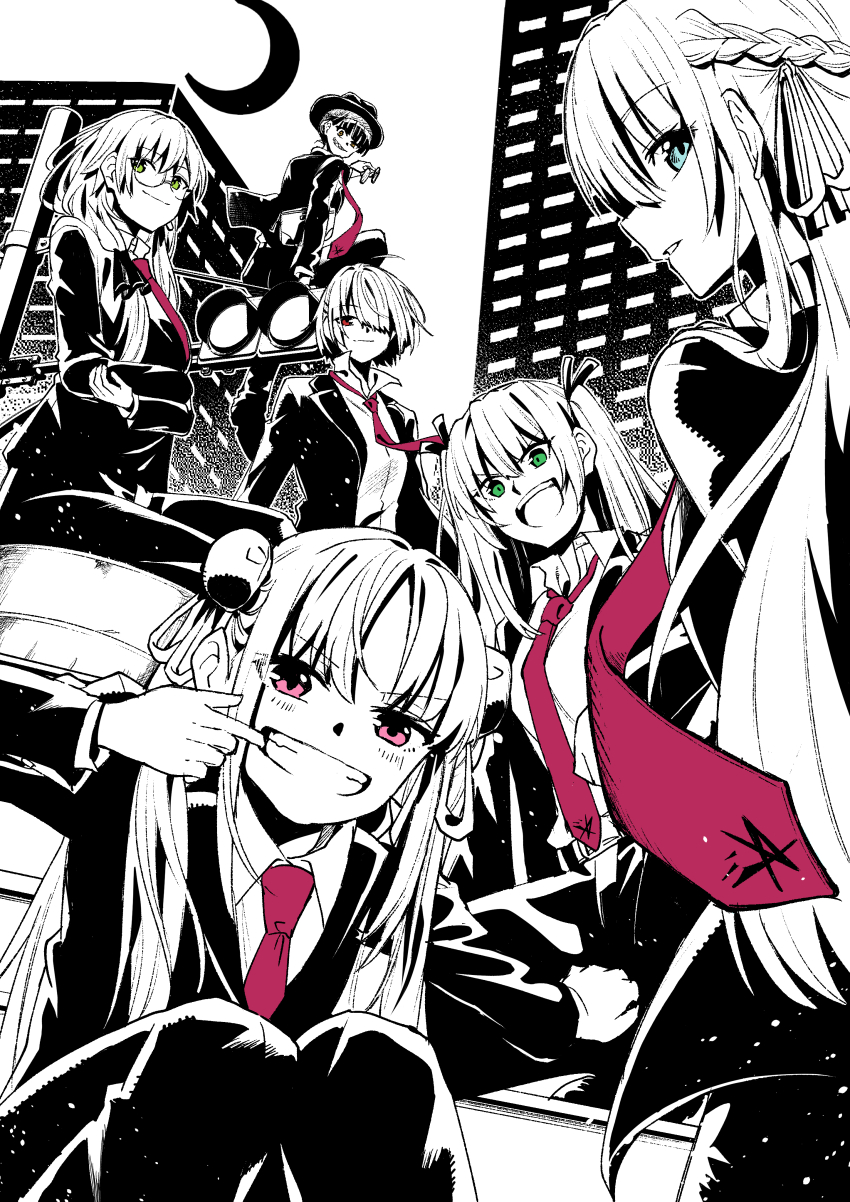 6+girls, absurdres, aikawa_megumi, aikawa_megumi_(twilight_maturation), arms_under_breasts, asakura_karen_(heaven_burns_red), blue_eyes, blush