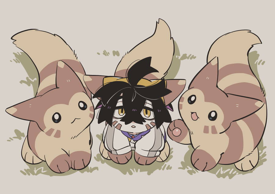 1boy, ahoge, animal, animal_ears, animal_hands, belt, belt_buckle, black_hair