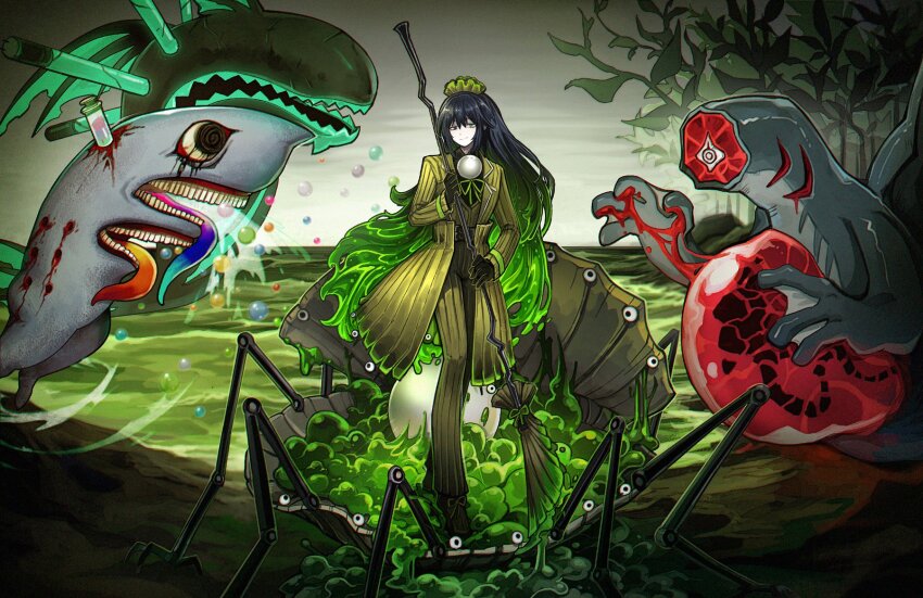 1boy, @_@, ambling_pearl, belt, black_eyes, black_gloves, black_hair, black_shirt