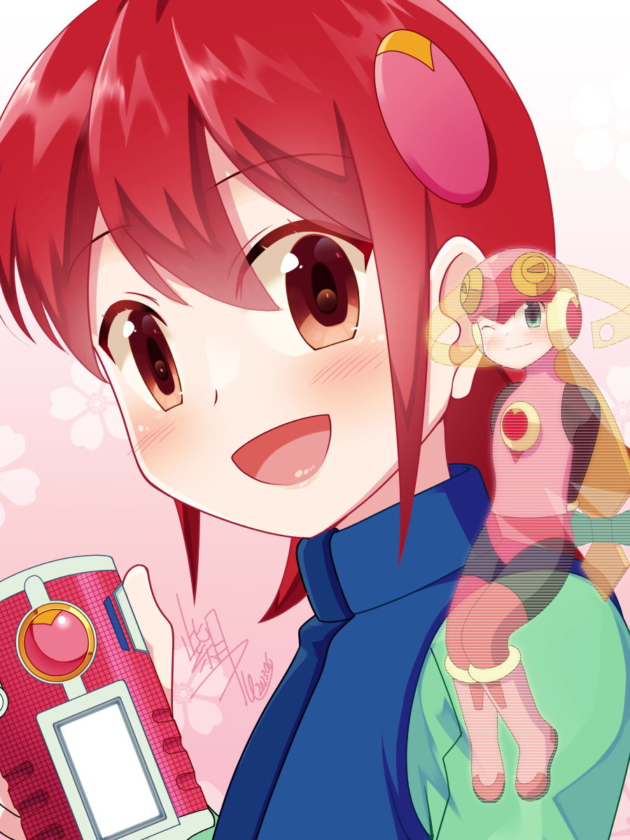 2girls, :d, ;), blonde_hair, bodysuit, green_eyes, helmet, highres