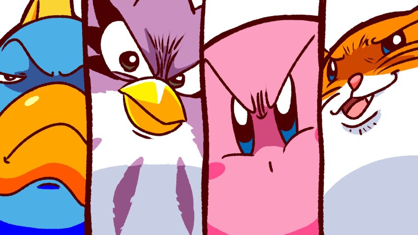 beak, blush_stickers, colored_skin, coo_(kirby), fang, fish, frown, highres